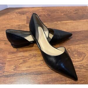 Franco Sarto Women's Neiman Leather Pointed Toe D'Orsay Flats – Black – Size 9